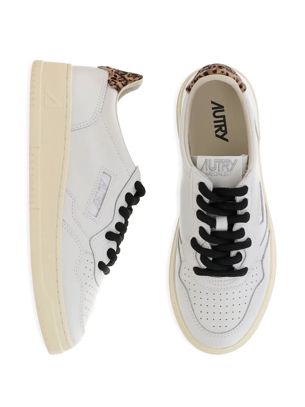Autry Medalist Low Leopard-Detail — White — Size US M 3.5 - US W 5 — Top View