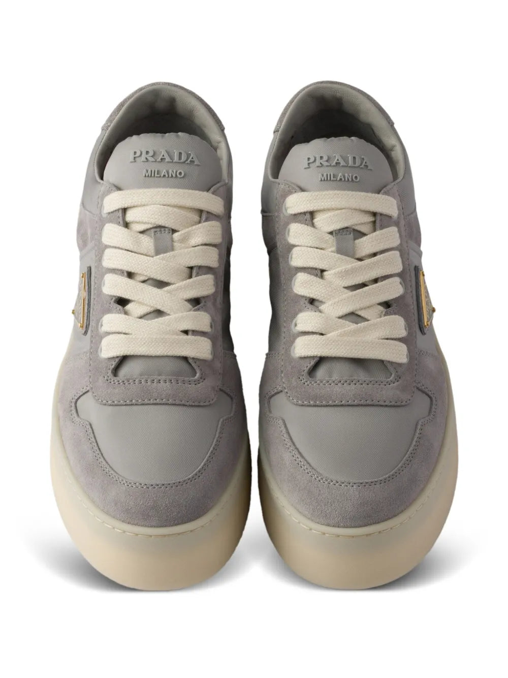 Prada Downtown Bold Suede Platform — Grey — Size US M 3.5 - US W 5 — Top View