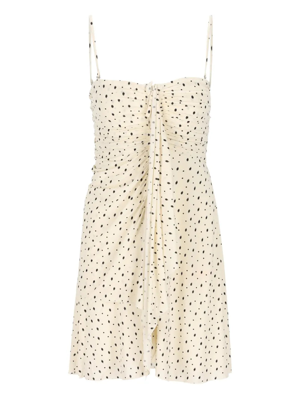 Isabel Marant Gemma Dotted Gathered Mini Dress — Beige/ Red — Size XS — Front View