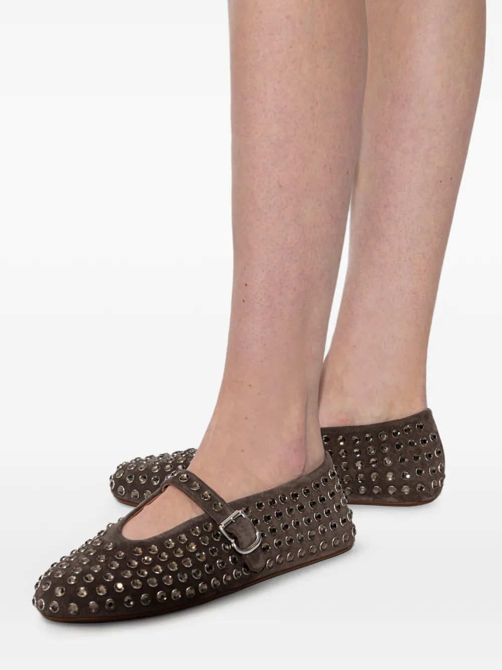 Ala Studded Buckle Trainers — Brown — Size US M 3.5 - US W 5 — Detail View