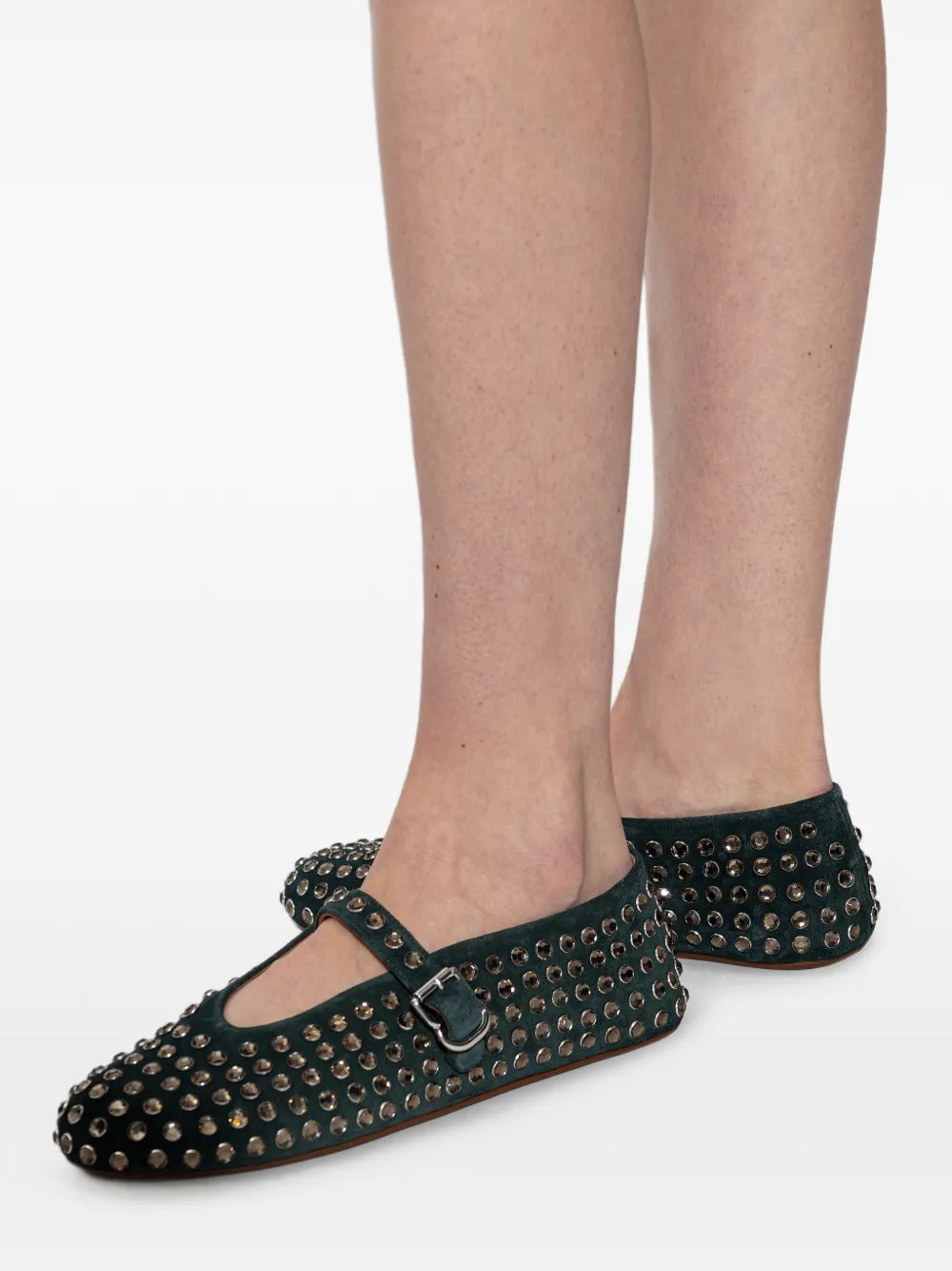 Ala Studded Buckle Strap — Green — Size US M 3.5 - US W 5 — Detail View