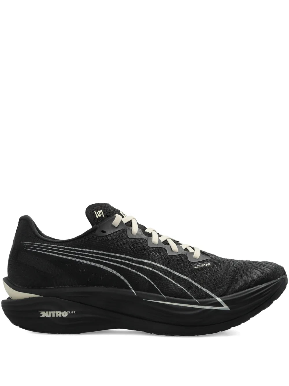 PUMA Panelled Lace-Up Trainers — Black — Size US M 3.5 - US W 5 — Front View