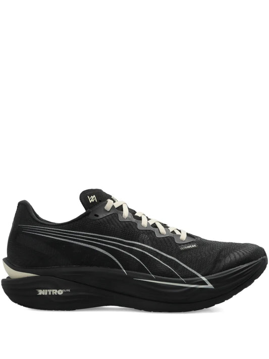 PUMA Panelled Lace-Up Trainers — Black — Size US M 3.5 - US W 5 — Front View