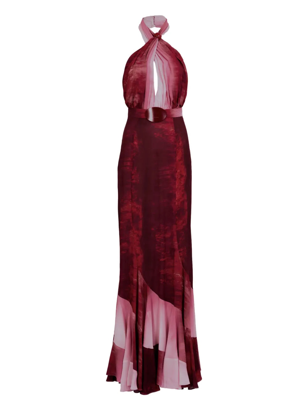 Silvia Tcherassi Raisa Halterneck Belted Maxi Dress — Red — Size XS — Front View