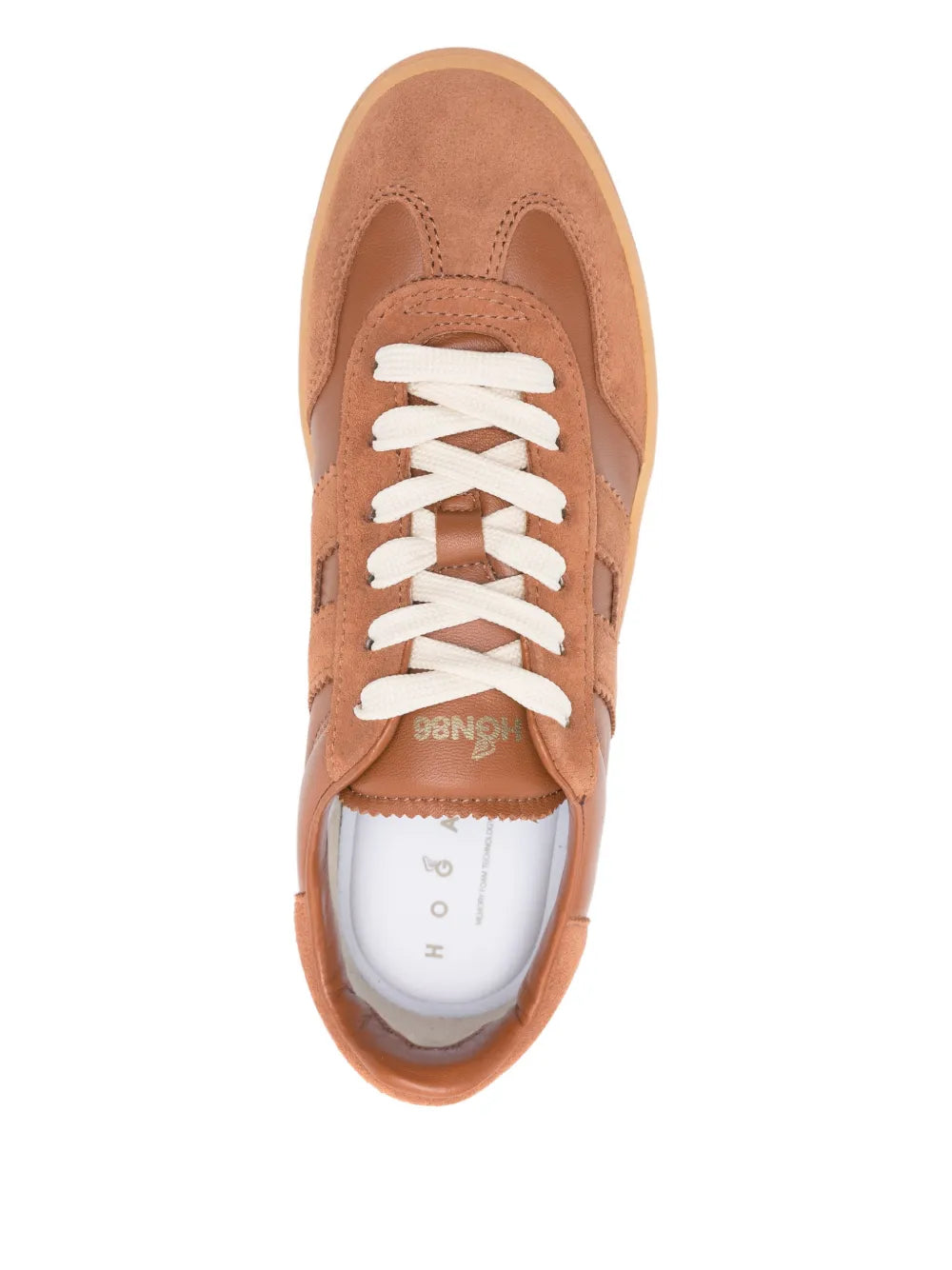 Hogan Suede Logo-Appliqu ow-Top — Brown — Size US M 3.5 - US W 5 — Top View