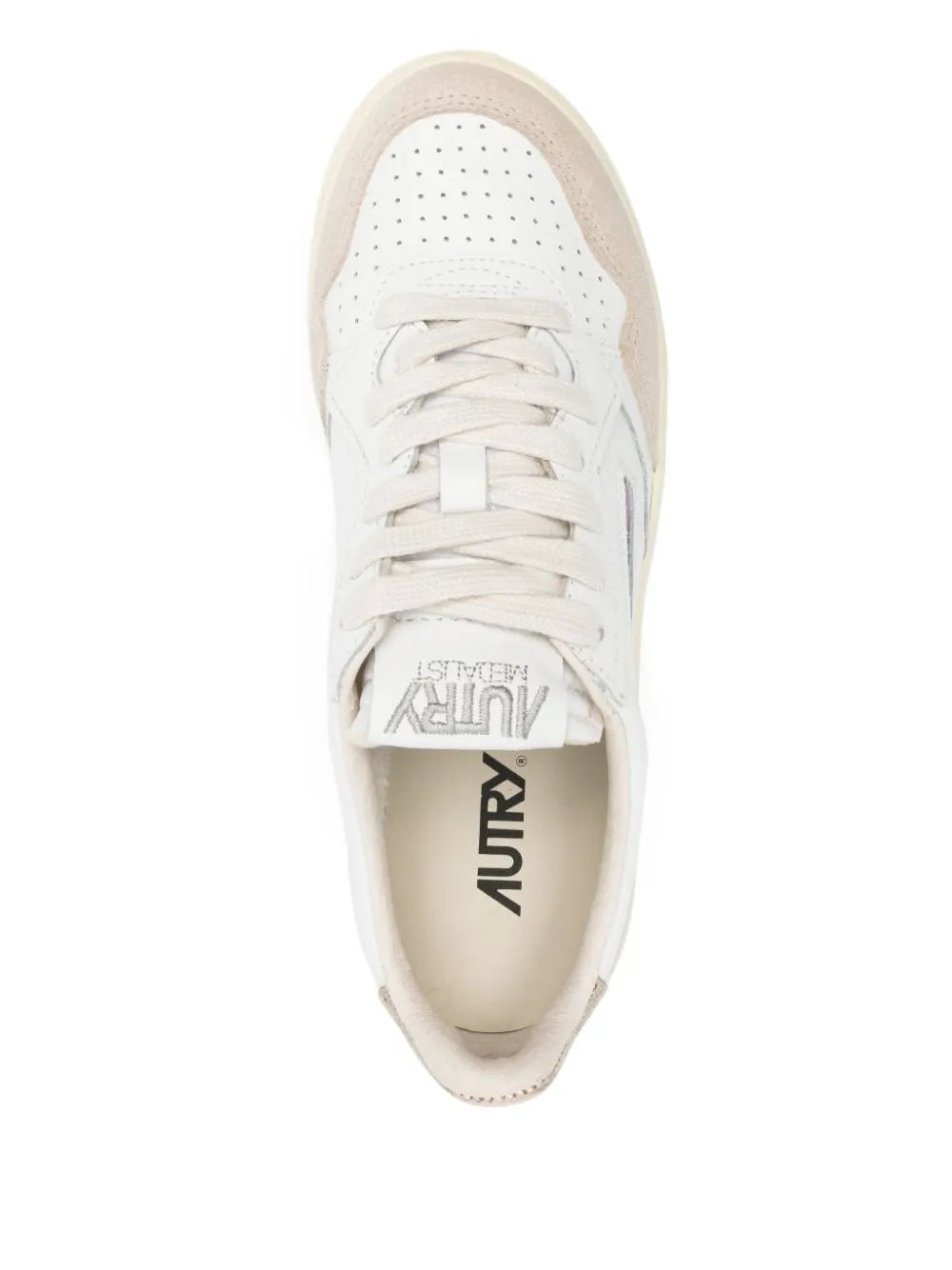 Autry Medalist Low Perforated Leather — White — Size US M 3.5 - US W 5 — Top View