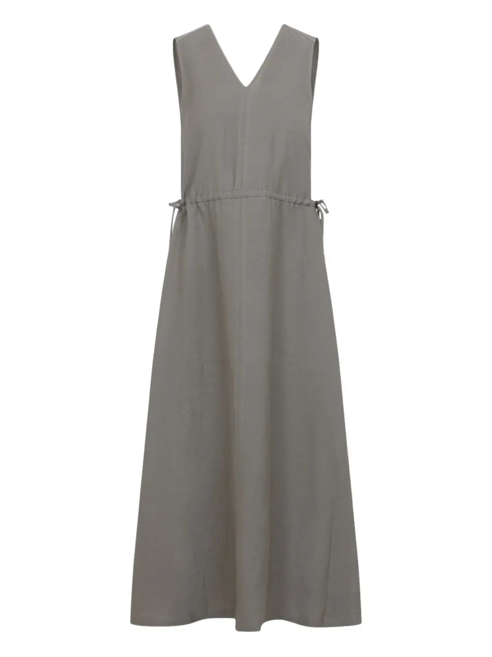 Peserico V Neck Midi Dress — Brown — Size XS — Front View