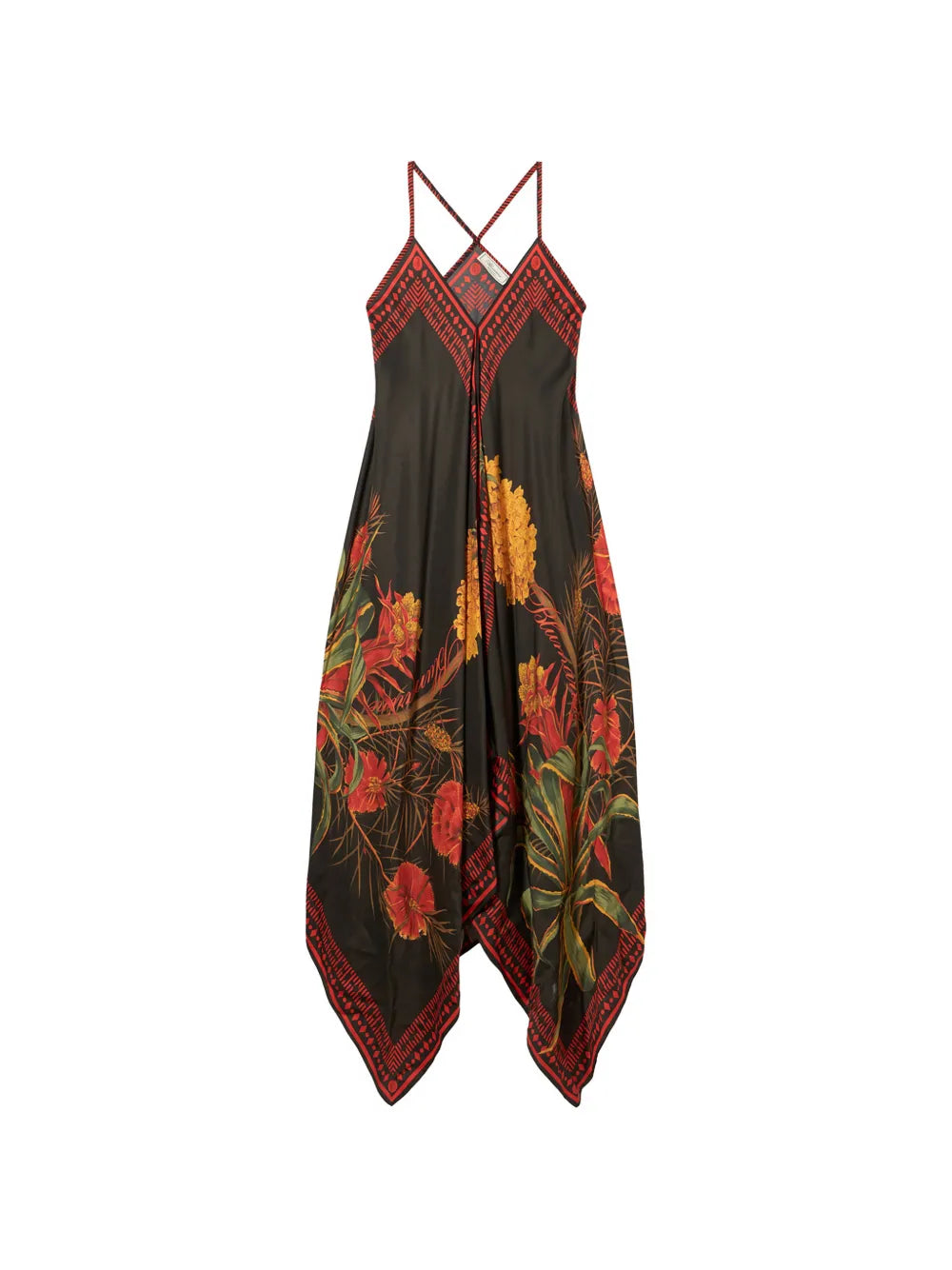 Blumarine Twill Floral Print Dress — Grey — Size XS — Front View
