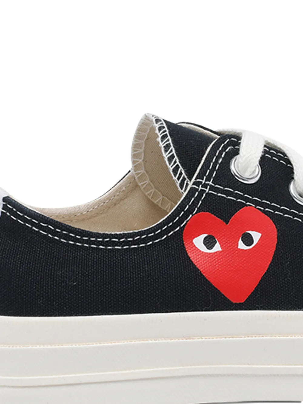 Comme Des Gar ns Play x Converse Heart-Logo Lace-Up — Black — Size US M 3.5 - US W 5 — Top View