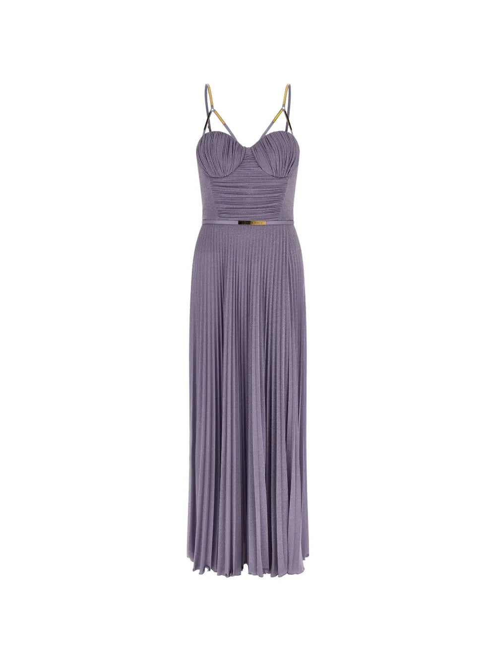 Elisabetta Franchi Pleated Maxi Dress — Purple — Size XS — Front View