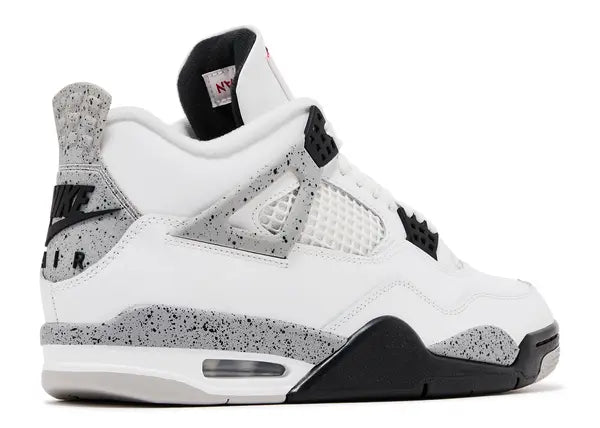 Air Jordan 4 Retro OG White Cement — Summit White/Fire Red/Tech Grey/Black — Size US M 3.5 - US W 5 — Back View